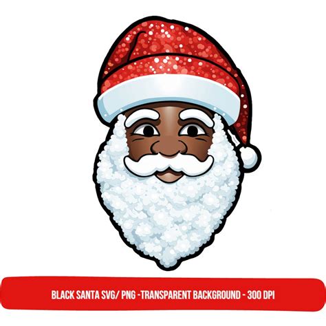 Glittery Black Santa Claus SVG PNG Clipart, African American Christmas ...