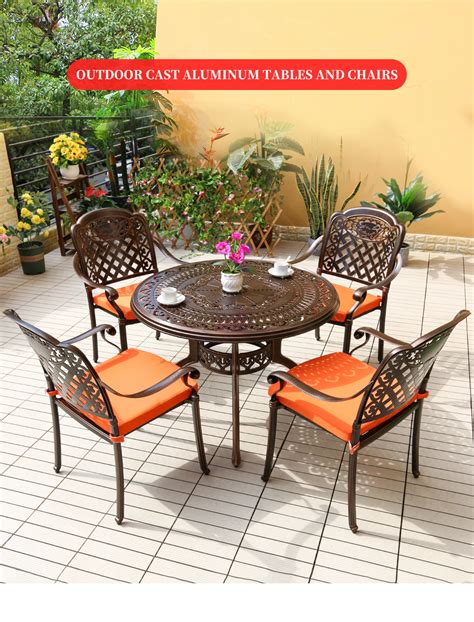 Low MOQ Outdoor Carved Dining Table Set 6 Chairs Cast Aluminum ...