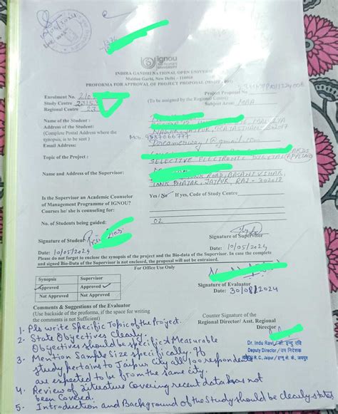 Image result for Appendix 1 IGNOU Project