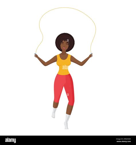 Woman fitness trainer jumping rope. Cardio sport program, gym coach vector cartoon illustration ...