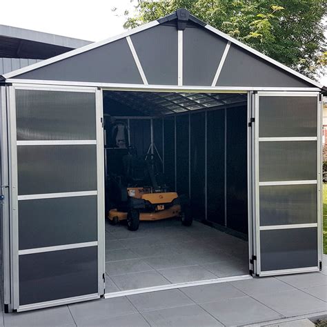 Yukon 11ft. x 13ft. Garden Shed Without Floor - Dark Grey Polycarbonat ...