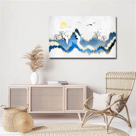 Canvas Painting - Birds Flying Blue Mountains – SkinsLegend