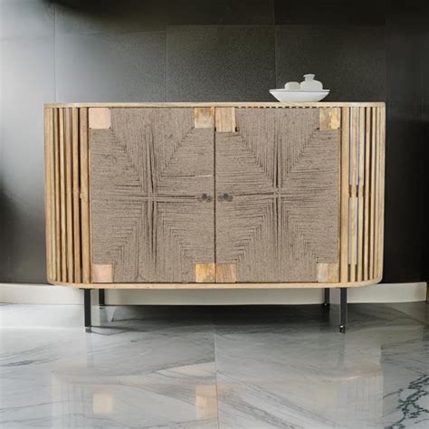 INDIAN HUB Mango Wood Sideboard Cabinet with 2 Door Storage for Living ...
