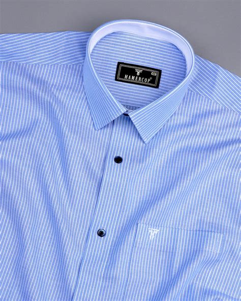 Moccasin Blue Pencil Stripe Oxford Cotton Designer Shirt – Hamercop