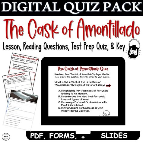 The Cask of Amontillado Quiz Edgar Allan Poe in PDF and Google Forms ...