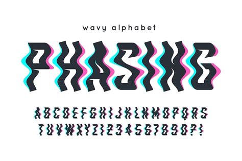Glitched display alphabet design typeface typography wavy letters and ...