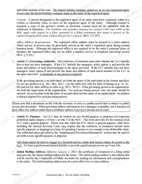 Corpus Christi Texas Articles of Organization for Domestic Limited ...