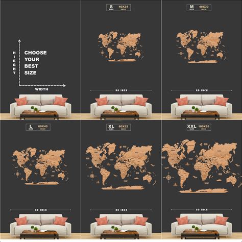2D wooden world Map • The Map Store