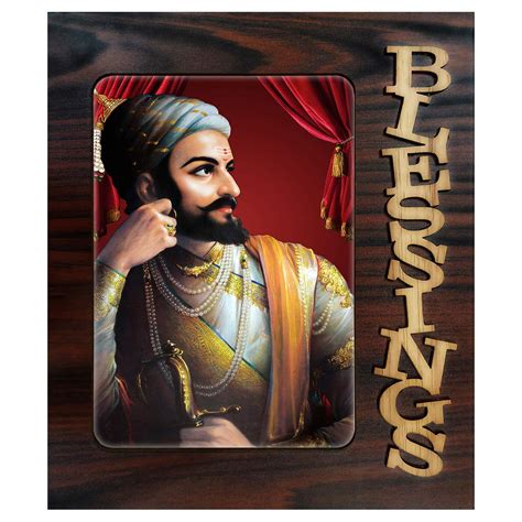 PnF Blessings Hand Crafted Wooden Table with Photo of Chattrapati ...
