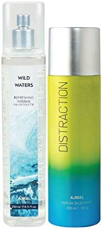 Ajmal Wild Waters EDT - 250 ml & Distraction Deodorant - 200 ml Combo ...