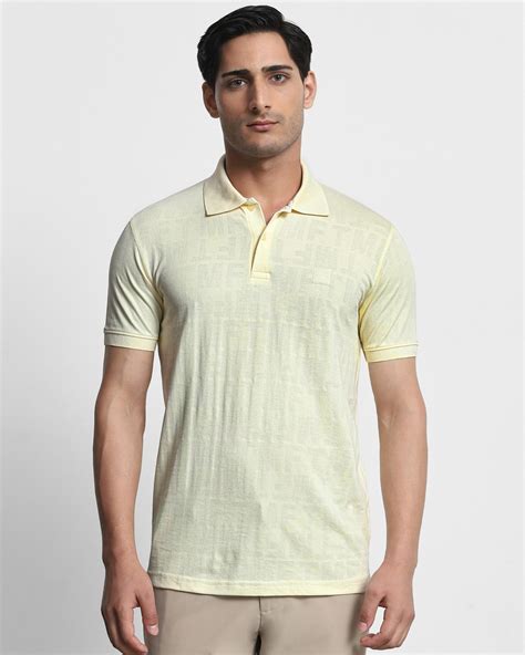 Buy Light Yellow Textured Plain Slim Fit T-shirt Online at Muftijeans