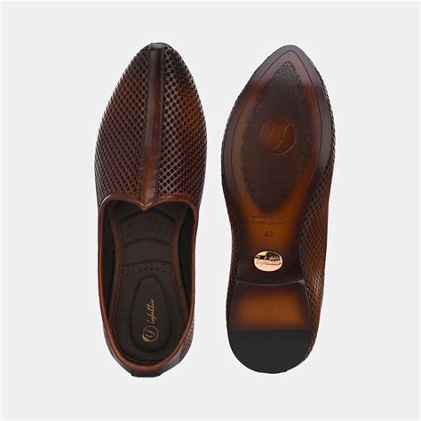 Tan Perforated Ethnic Jooti by Lafattio – Egoss Shoes