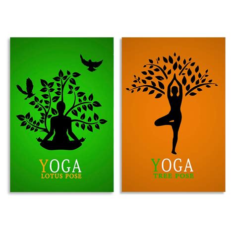 ZEBO TREND Combo Set of 2 Poster Yoga Lotus Pose and Yoga Tree Pose ...