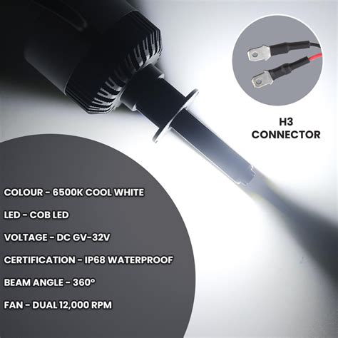 AllExtreme 72 Watt H3 Car LED Headlight 9000LM Super Bright Beam 6500K ...