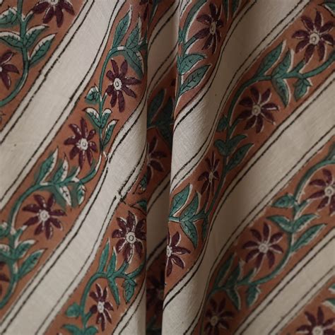 Brown Block Print Cotton Sanganeri Fabric
