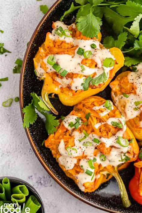 Buffalo Chicken Stuffed Peppers Recipe - Mom Foodie