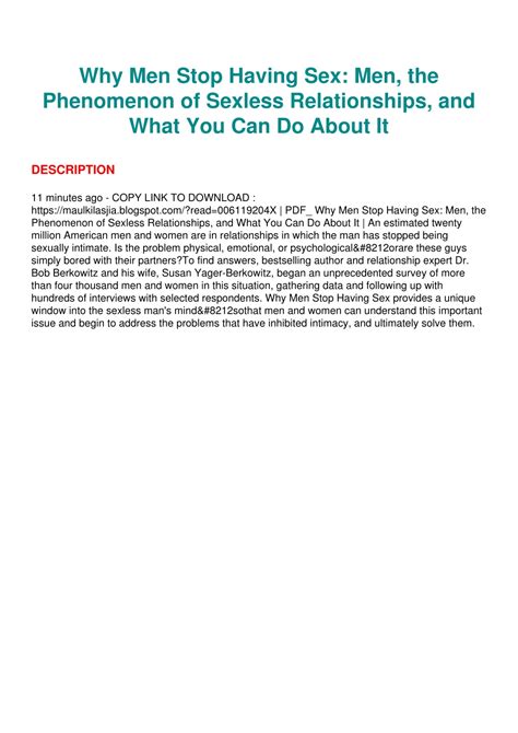 PPT - (PDF/DOWNLOAD) Why Men Stop Having Sex: Men, the Phenomenon of Sexless Relations ...