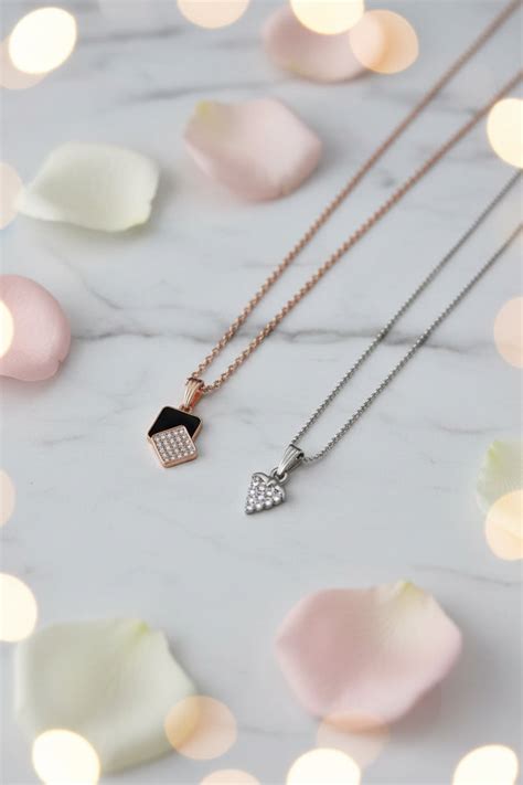 Anti Tarnish Double Pendant Necklace Set