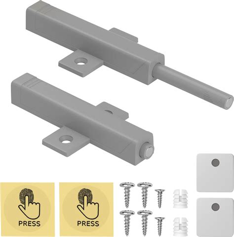 Push to Open Jiayi 2 Pack Touch Latch Magnet Cabinet Door Latches Gray ...