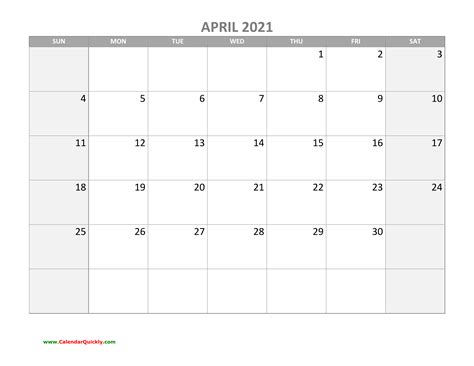 April Calendar 2021 with Holidays | Calendar Quickly