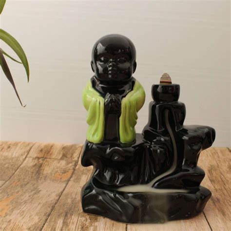 Buy 'Black Monk' Ceramic Backflow Waterfall Smoke Incense Burner ...