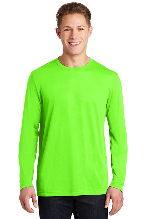 Sport Tek Adult Male Men Plain Long Sleeves T-Shirt Neon Green X-Large - Walmart.com