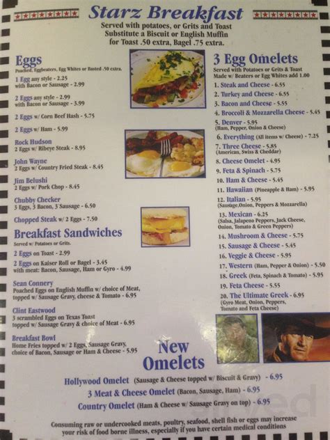 Starz Cafe II menu in New Port Richey, Florida, USA