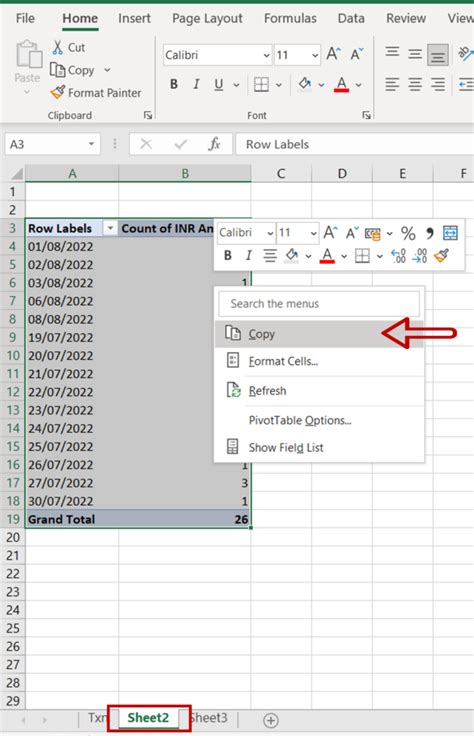 Image result for Copy and Paste PivotTable