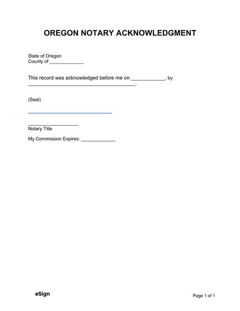 Notary Public Acknowledgement Form Oregon at Ashley Cooksey blog