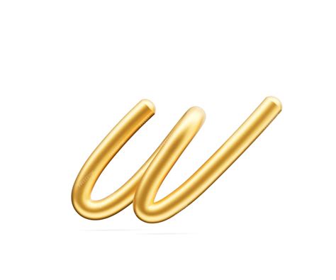Premium Photo | 3d golden shiny small letter w alphabet w rounded inflatable font white ...
