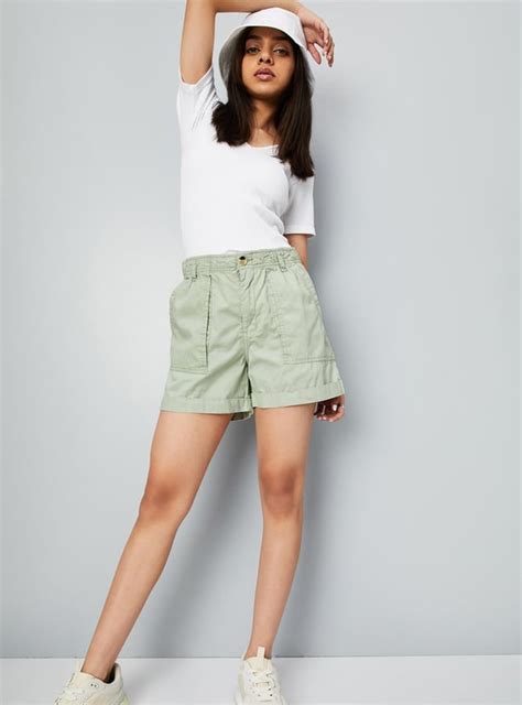 Buy Girls Solid Elasticated High Rise Shorts Online at just Rs. 499.0 ...