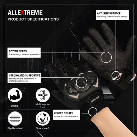 Allextreme Probiker Full Finger Riding Gloves with Hard Knuckle Shells ...