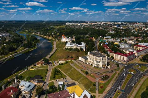 Premium Photo | Top view of the city center of grodno, belarus. the ...