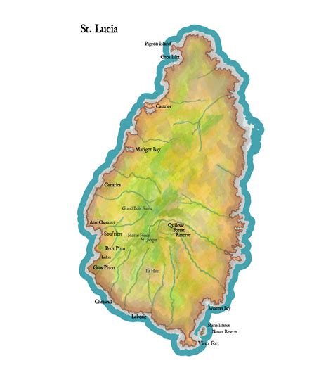 Map Of Saint Lucia Island