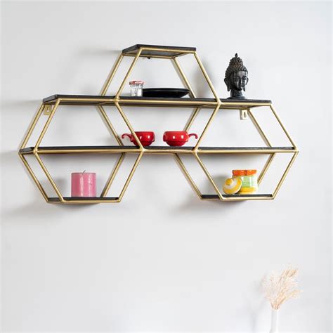 Buy Vedas Metal Hexagon Floating Wall Shelves from Vedas at just INR ...