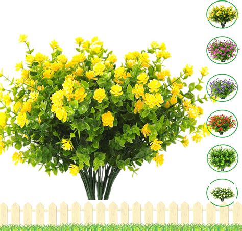 Artificial Flowers Outdoor 12 Bundles uv Resistant Fake Flowers,Plastic ...