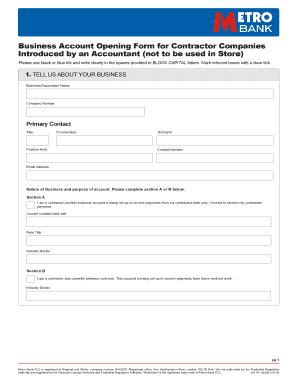 Fillable Online Business Account(s) Opening Form for Businesses 143 AF ...