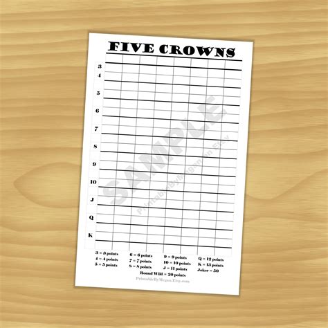 Five Crowns Score Sheet | Five Crowns Score Card - Etsy | Cell phone ...