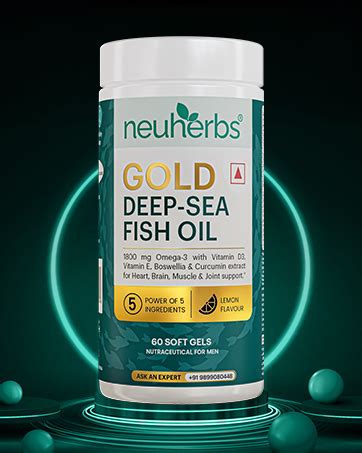 Neuherbs Gold Deep Sea 6X Omega 3 Fish Oil Capsules - 60 Softgels | EPA ...