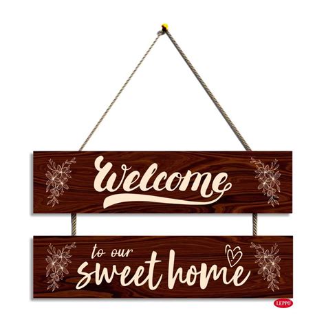 LEPPO Welcome To Our Sweet Home Wooden Wall Hanging Board Plaque Sign ...