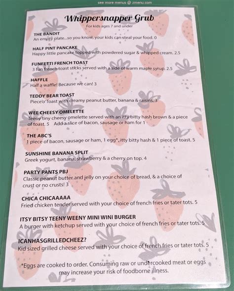 Menu at Strawberry Patch Cafe, Everett