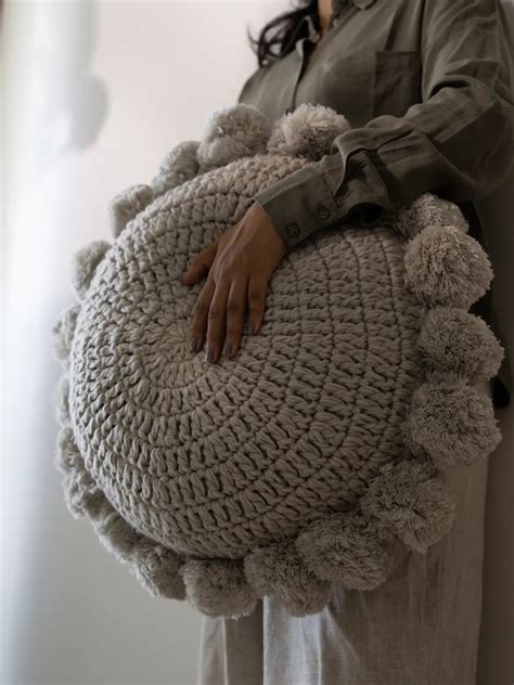 Nimbus Round Cushion- Grey | Premium Cushion by Gharko