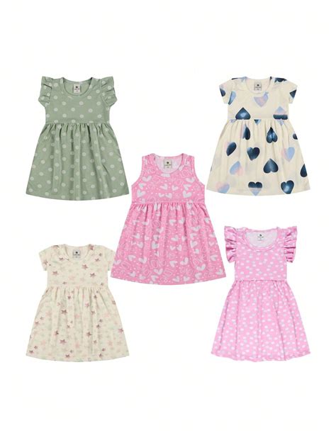 Kit 3 Dresses For Girls, Various Children's Clothing, Cotton Model | شي إن