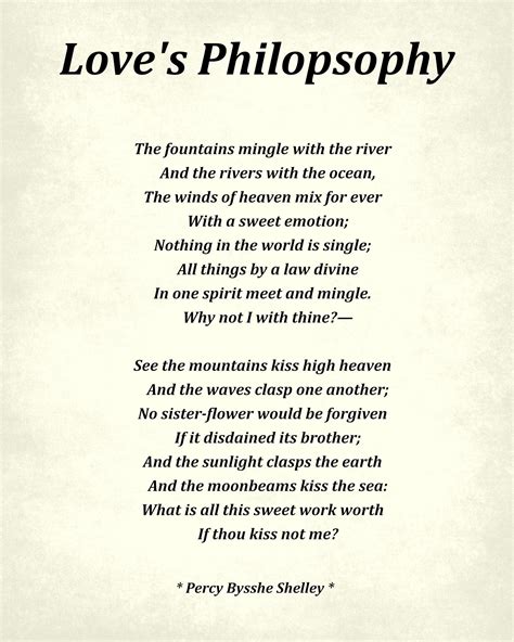 Love's Philosophy Poem by Percy Bysshe Shelley, Typography Print Select ...
