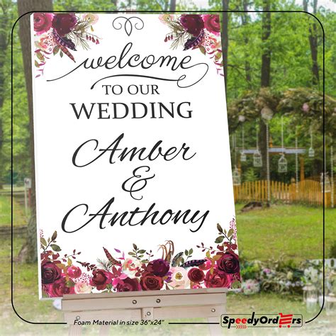 Buy Roses Themed Wedding Sign - Wedding Welcome Sign - Wedding ...