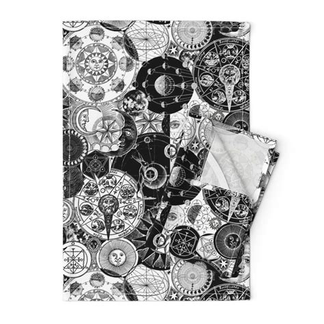 Buy Black and White Tea Towels set of 2 Alchemical Astrology by ...