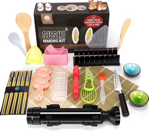 Fungyand Sushi Making Kit, 27 Pcs Pro Sushi Kit Includes Bazooka Roller ...