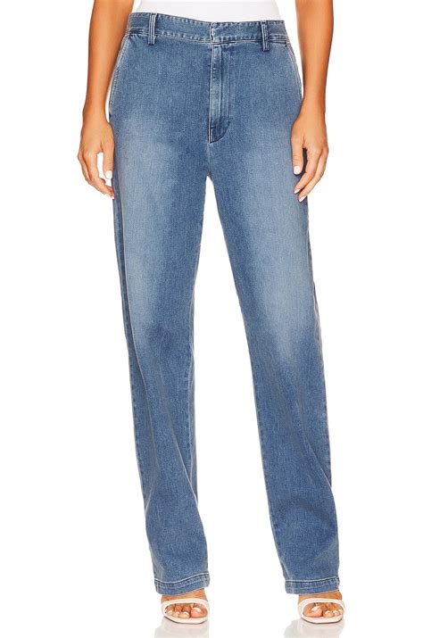 Enza Costa Straight Leg Trouser in Midwash | REVOLVE