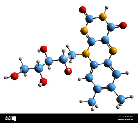3D image of Riboflavin skeletal formula - molecular chemical structure of vitamin B2 isolated on ...