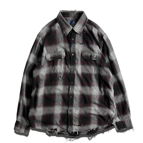 【GEORGE】Design Crushed Ombre Check Shirt -size L- | ELCASION/ELCA